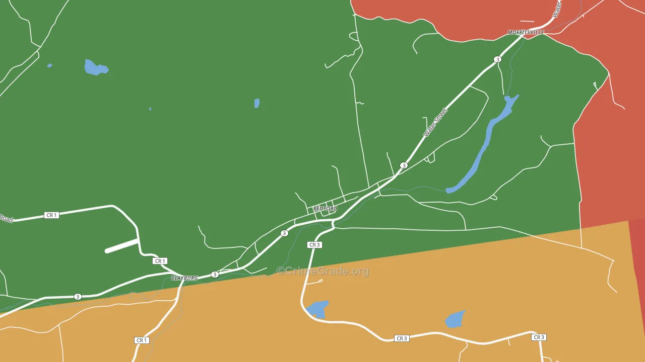 Redford, NY Map of Theft Rates