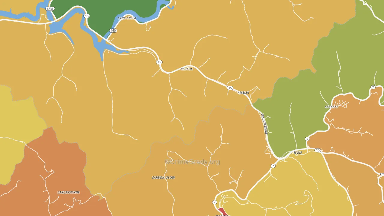 Redfox, KY Map of Theft Rates