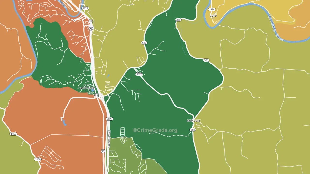 Redhouse, KY Map of Theft Rates