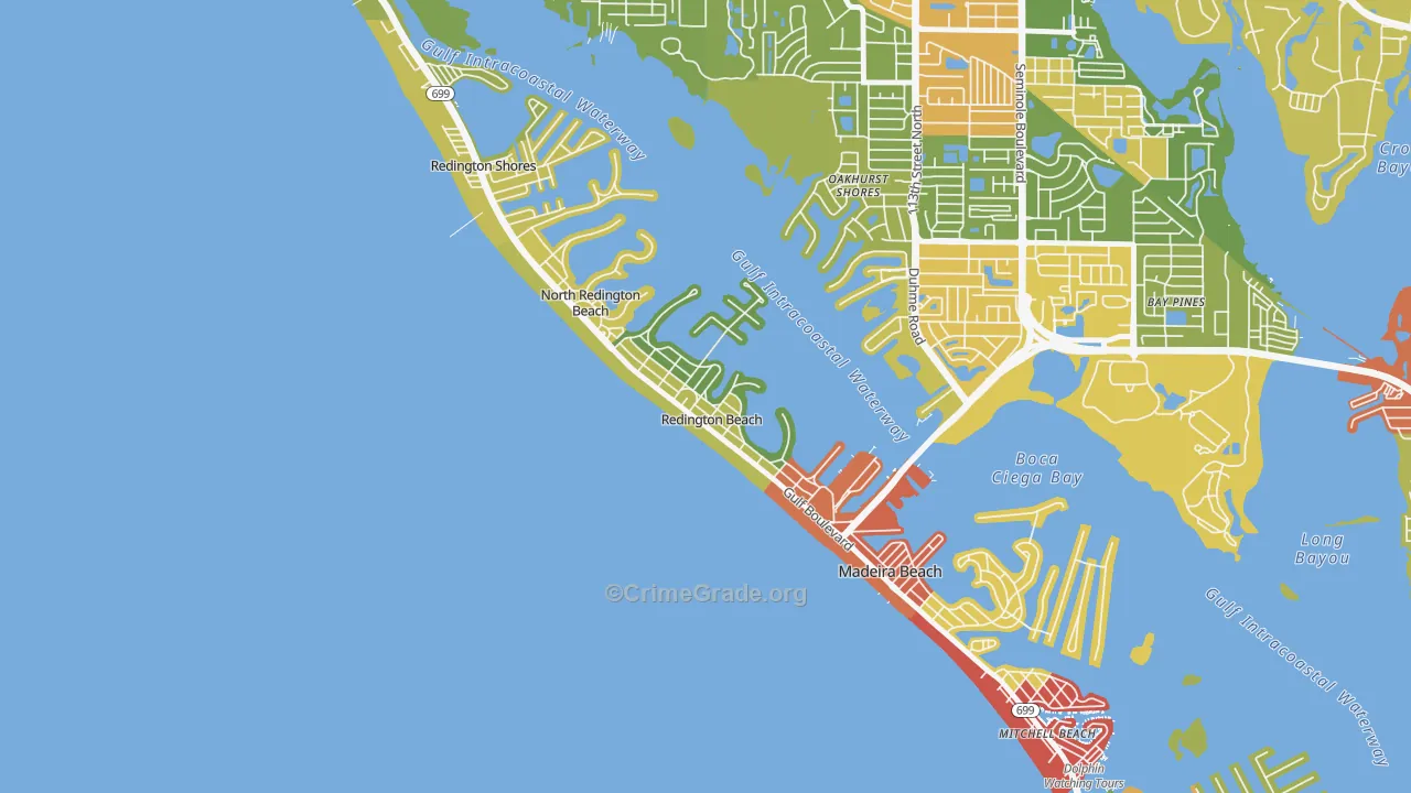 Redington Beach, FL Map of Theft Rates