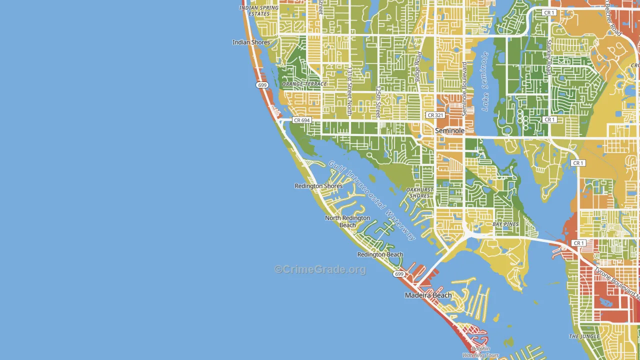 Redington Shores, FL Map of Theft Rates