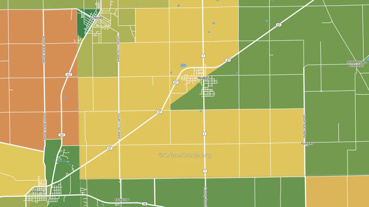 Redkey, IN Map of Theft Rates