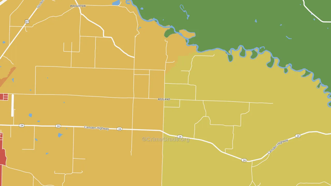 Redland, AR Map of Theft Rates