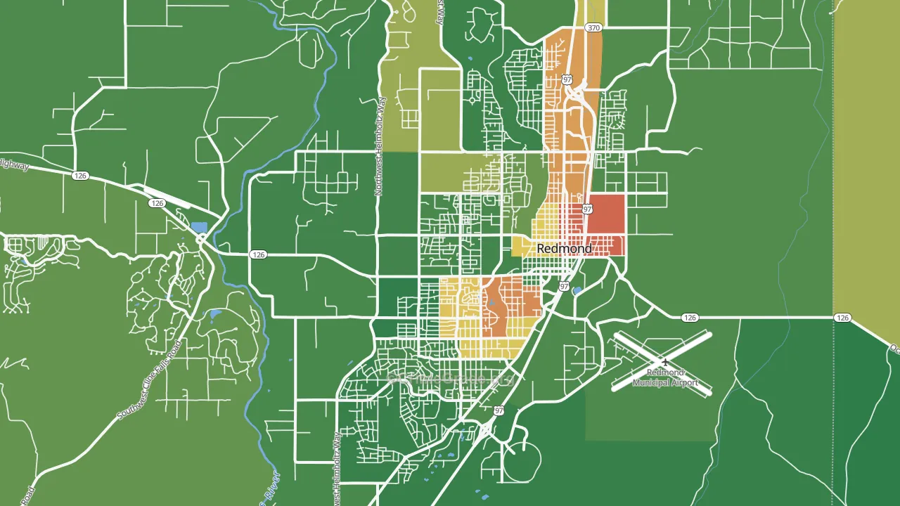 Redmond, OR Map of Theft Rates