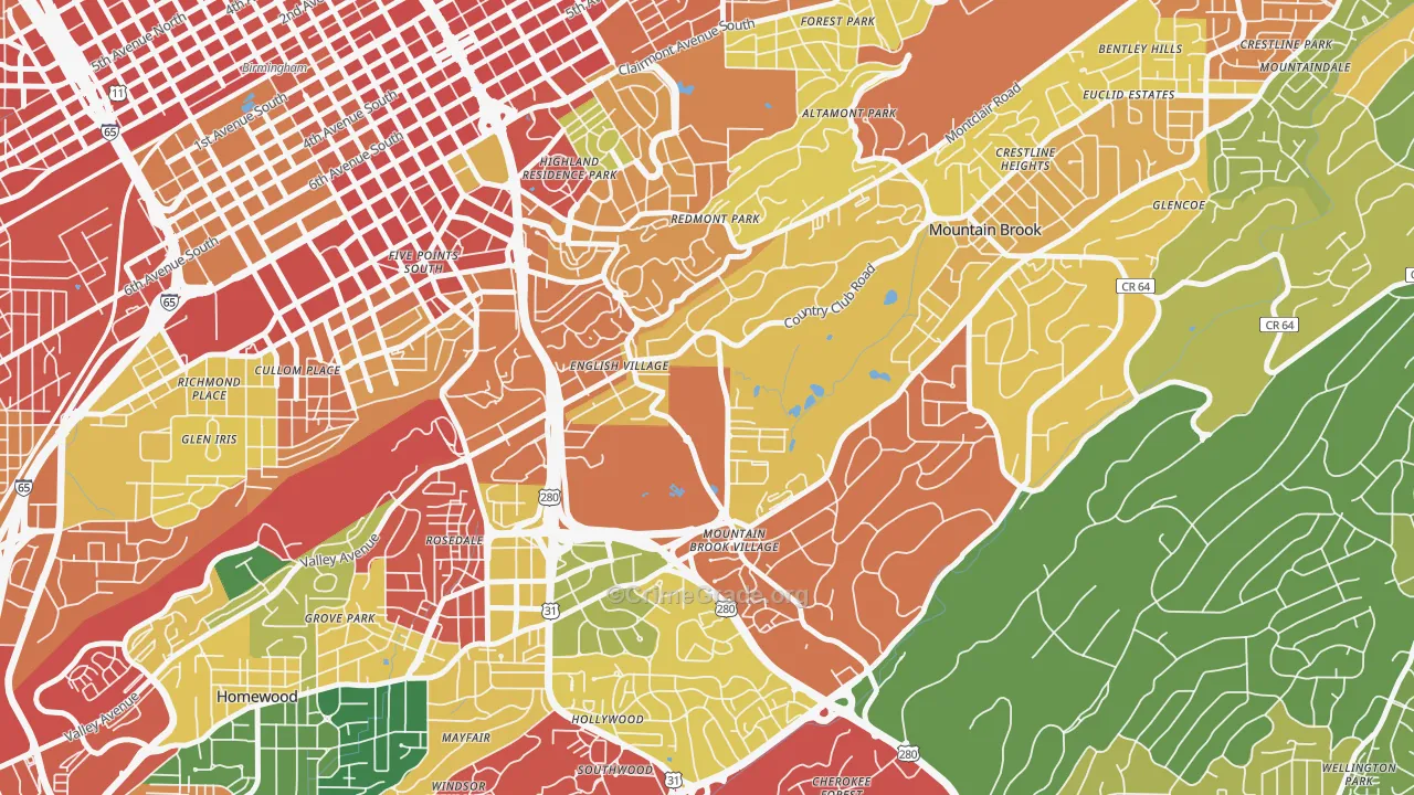 Redmont Park, Birmingham, AL Map of Theft Rates