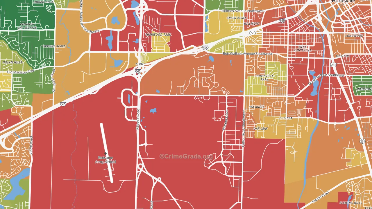 Redstone Arsenal, AL Map of Theft Rates