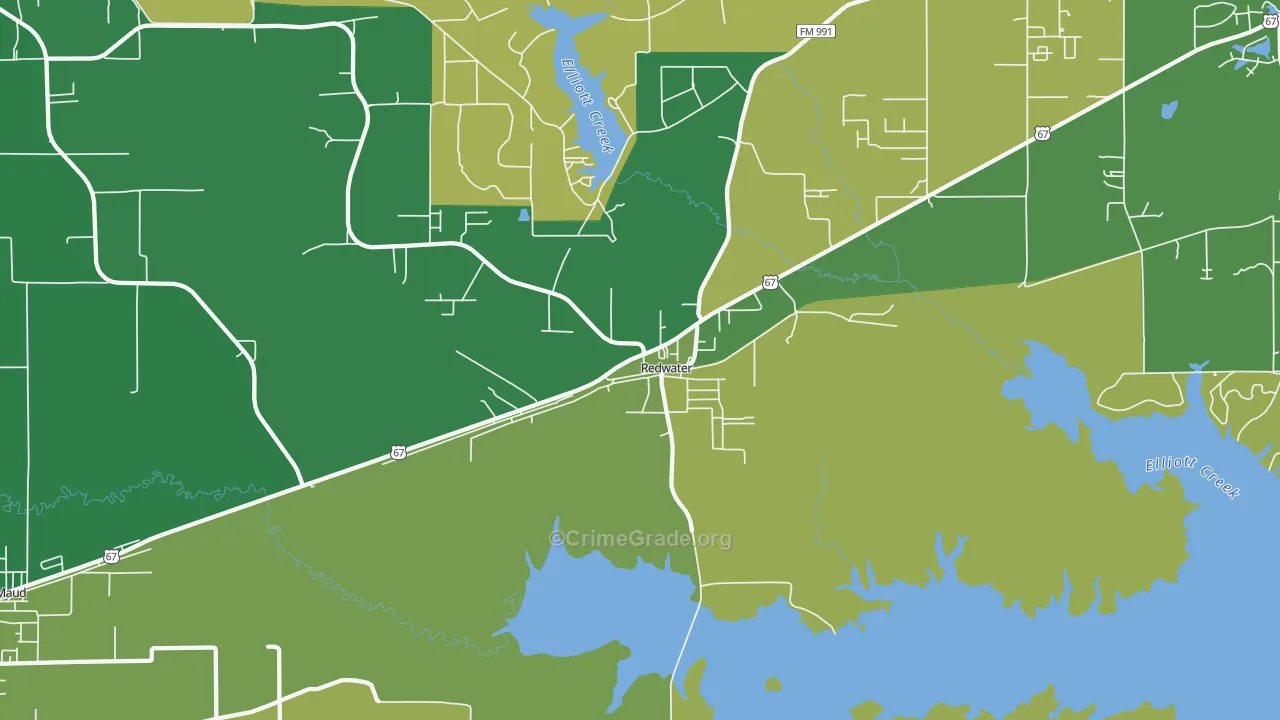 Redwater, TX Map of Theft Rates