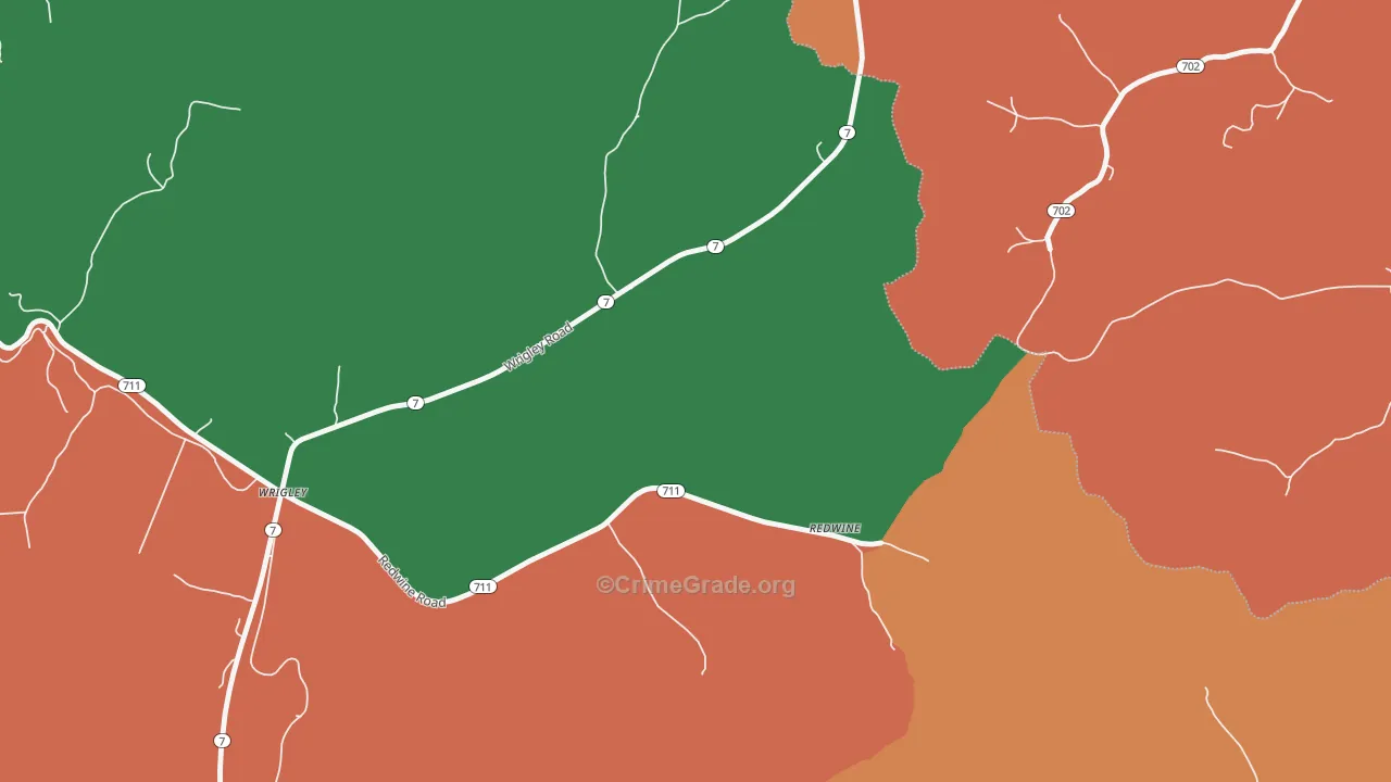 Redwine, KY Map of Theft Rates