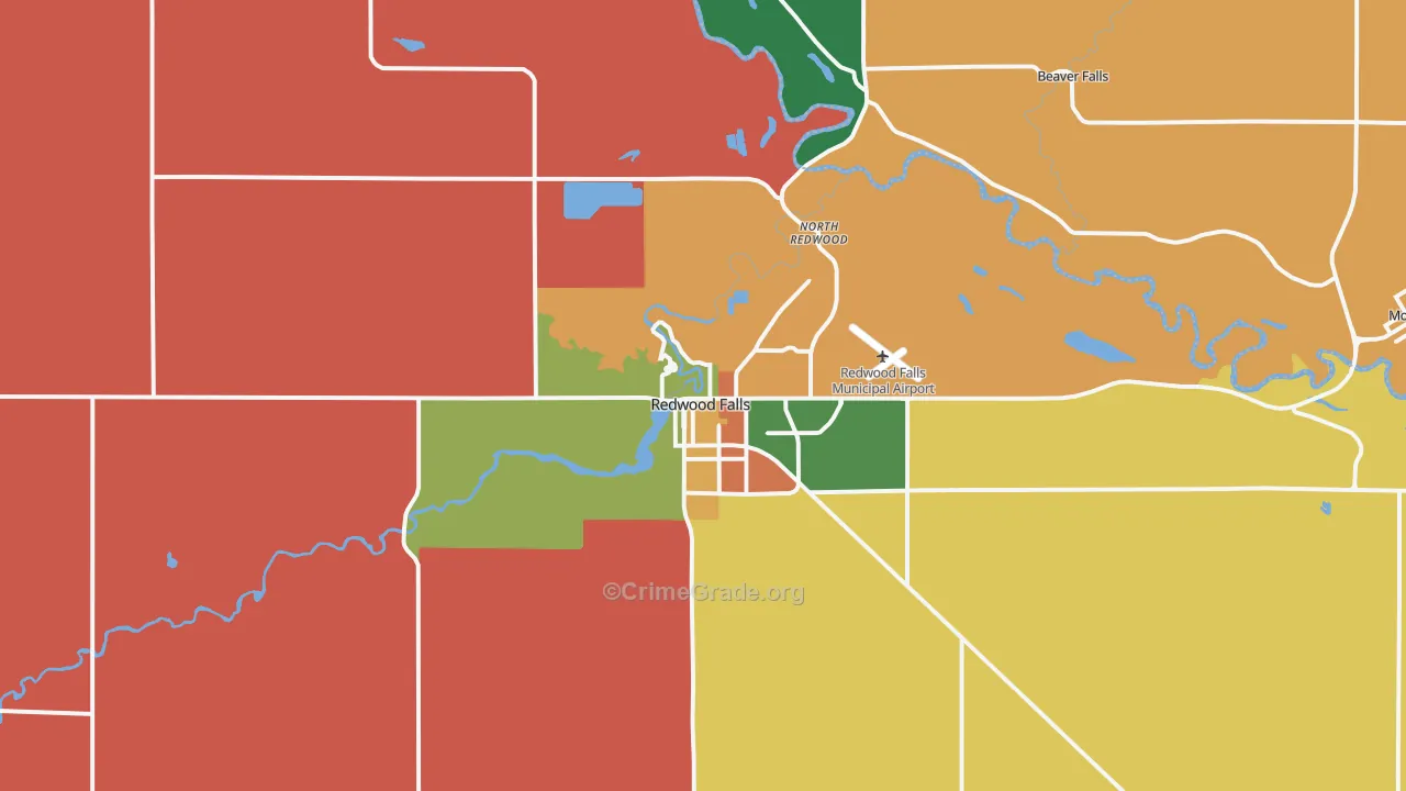 Redwood Falls, MN Map of Theft Rates