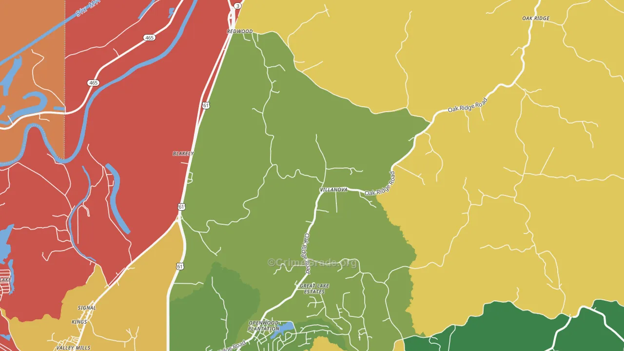 Redwood, MS Map of Theft Rates