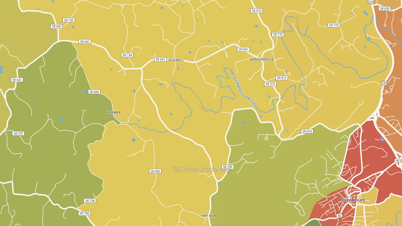 Redwood, VA Map of Theft Rates