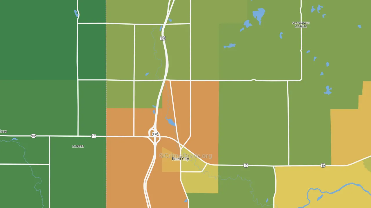 Reed City, MI Map of Theft Rates