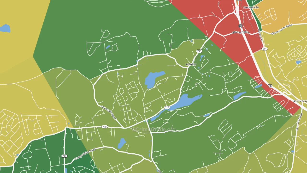 Reeders, PA Map of Theft Rates