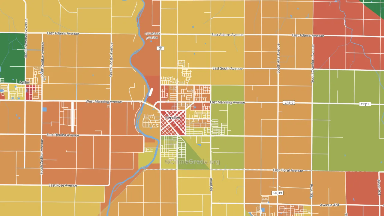 Reedley, CA Map of Theft Rates