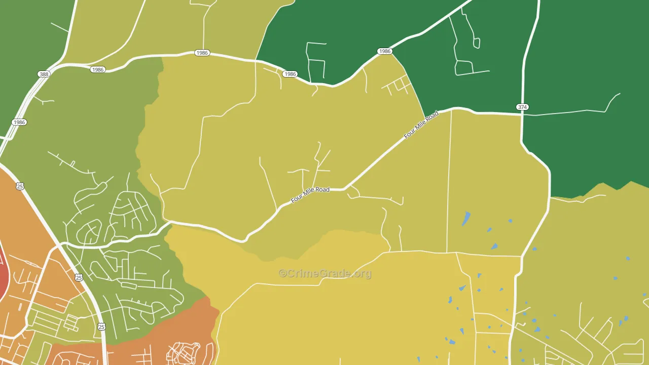 Reeds Crossing, KY Map of Theft Rates