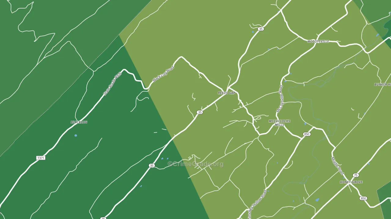 Reeds Gap, PA Map of Theft Rates