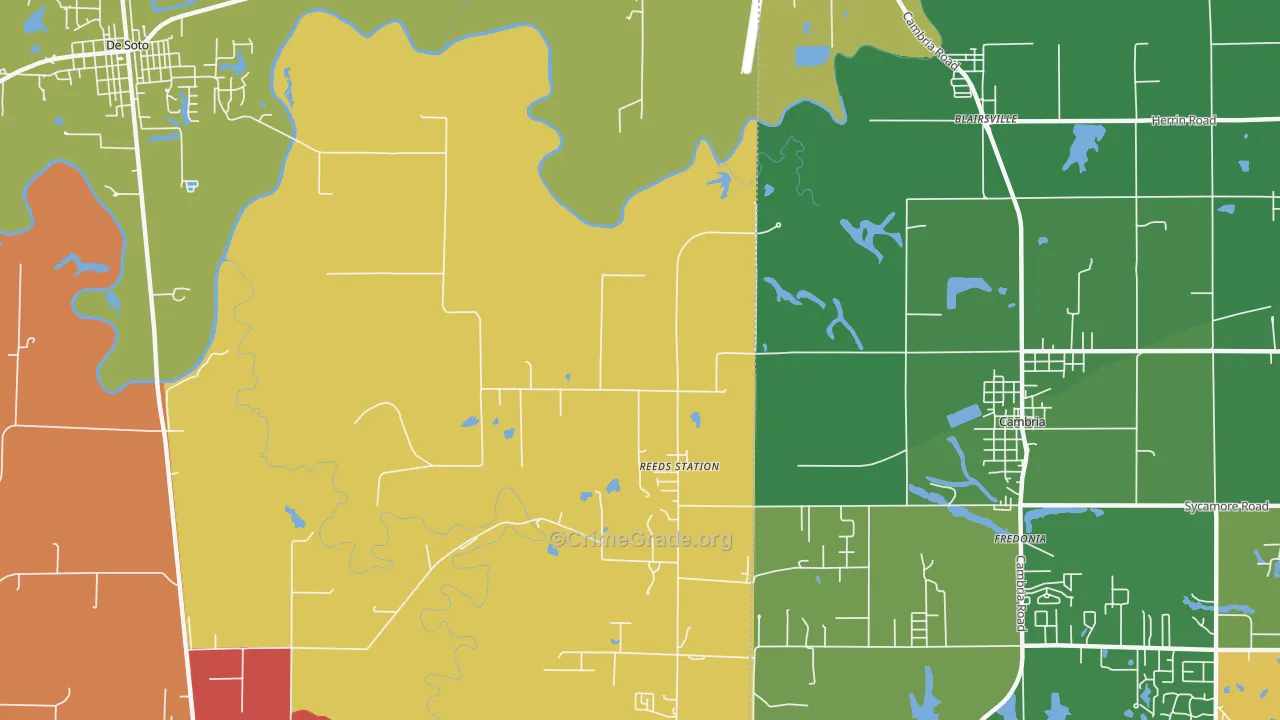 Reeds Station, IL Map of Theft Rates