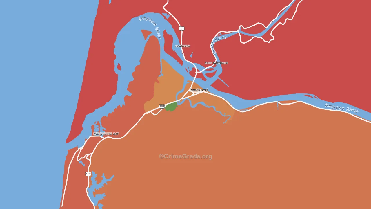 Reedsport, OR Map of Theft Rates