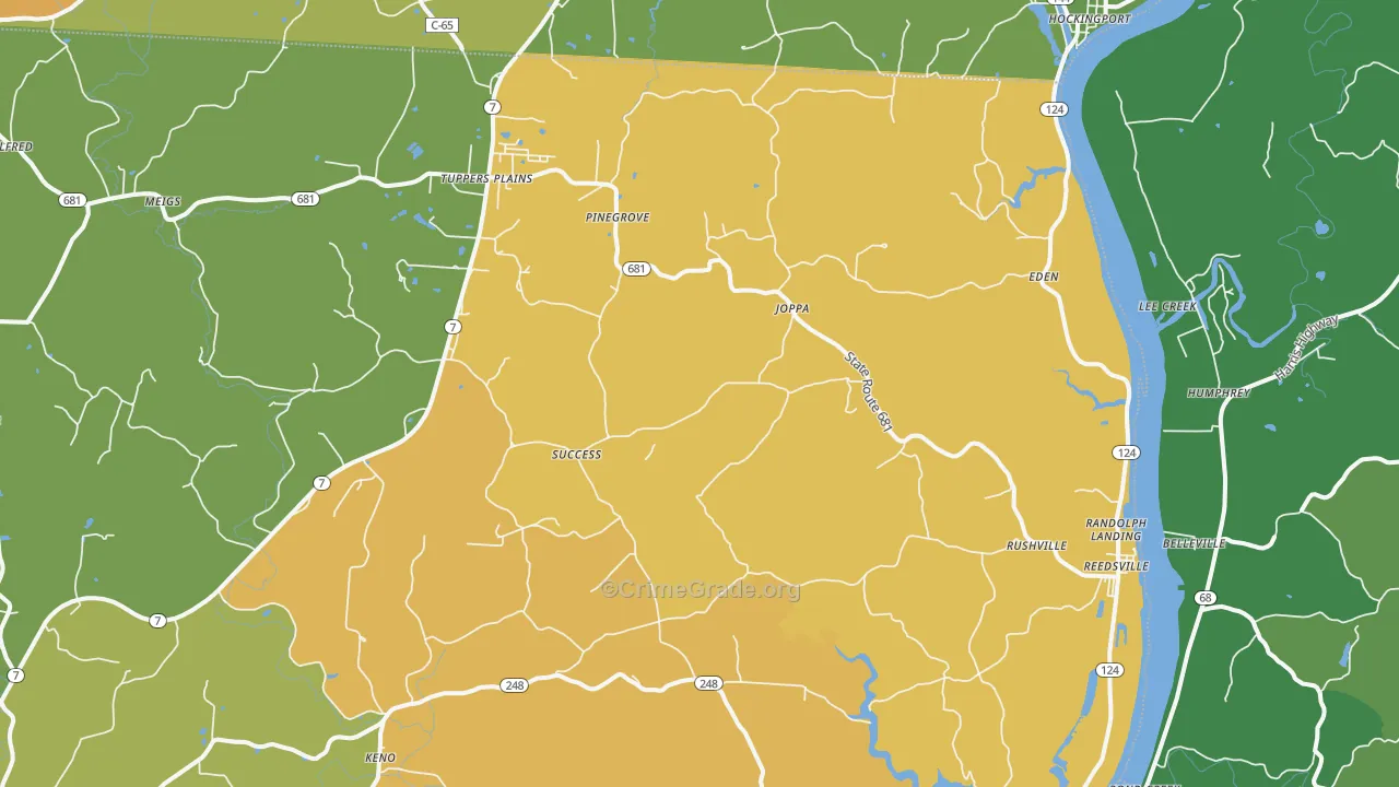 Reedsville, OH Map of Theft Rates
