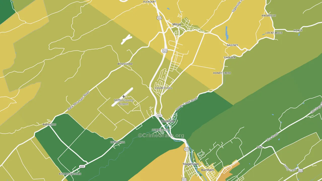 Reedsville, PA Map of Theft Rates