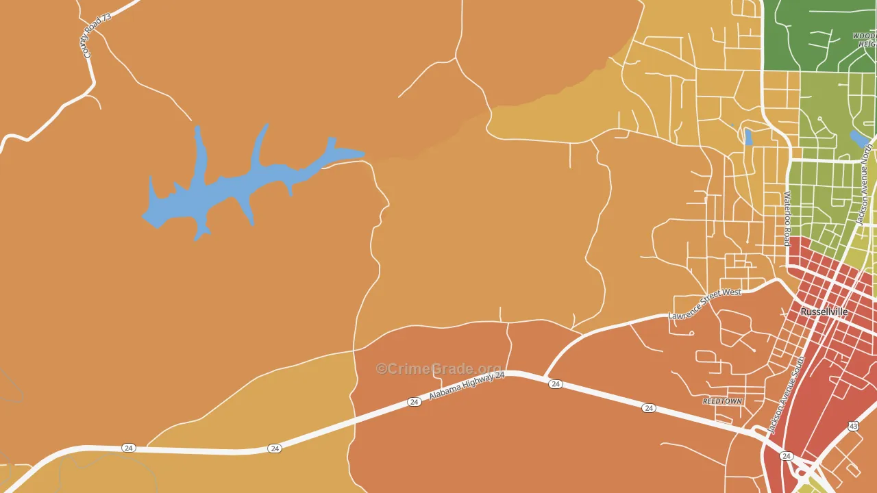 Reedtown, AL Map of Theft Rates