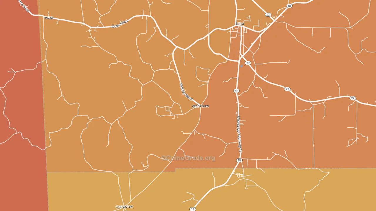 Reedtown, MS Map of Theft Rates