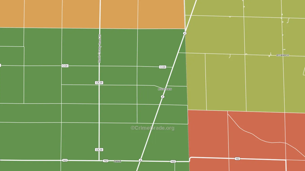 Reedtown, OH Map of Theft Rates