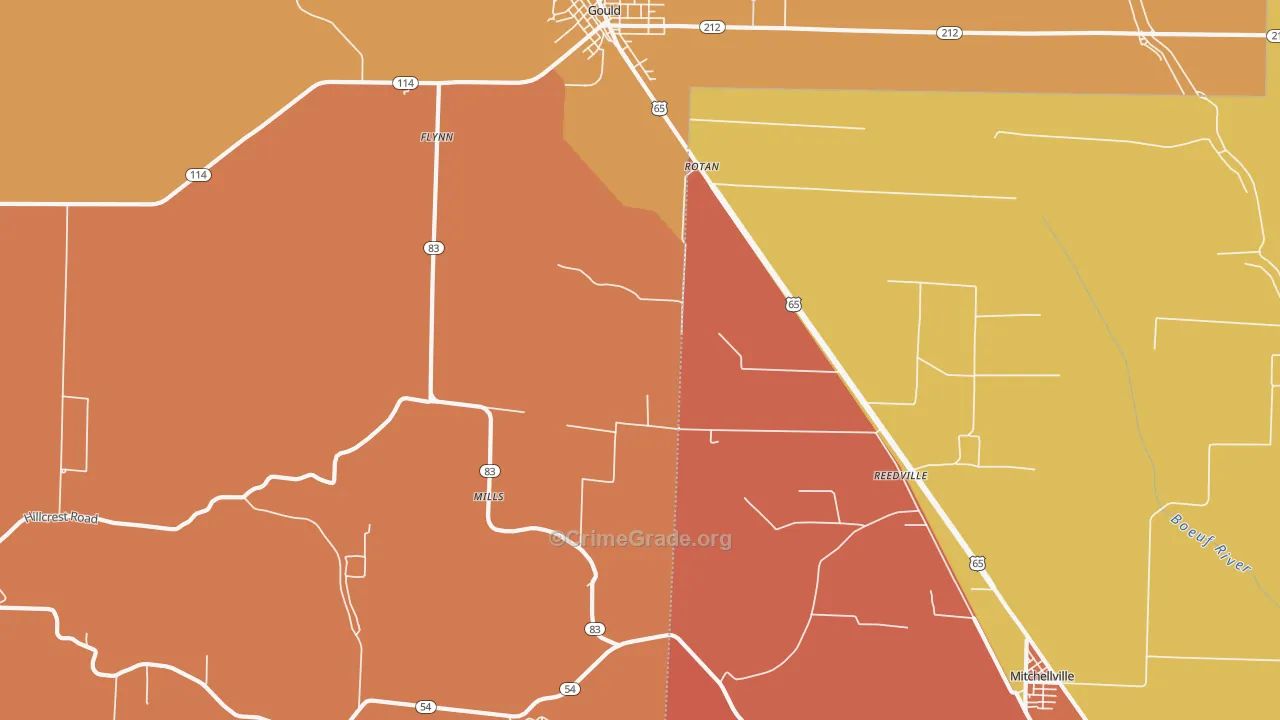 Reedville, AR Map of Theft Rates
