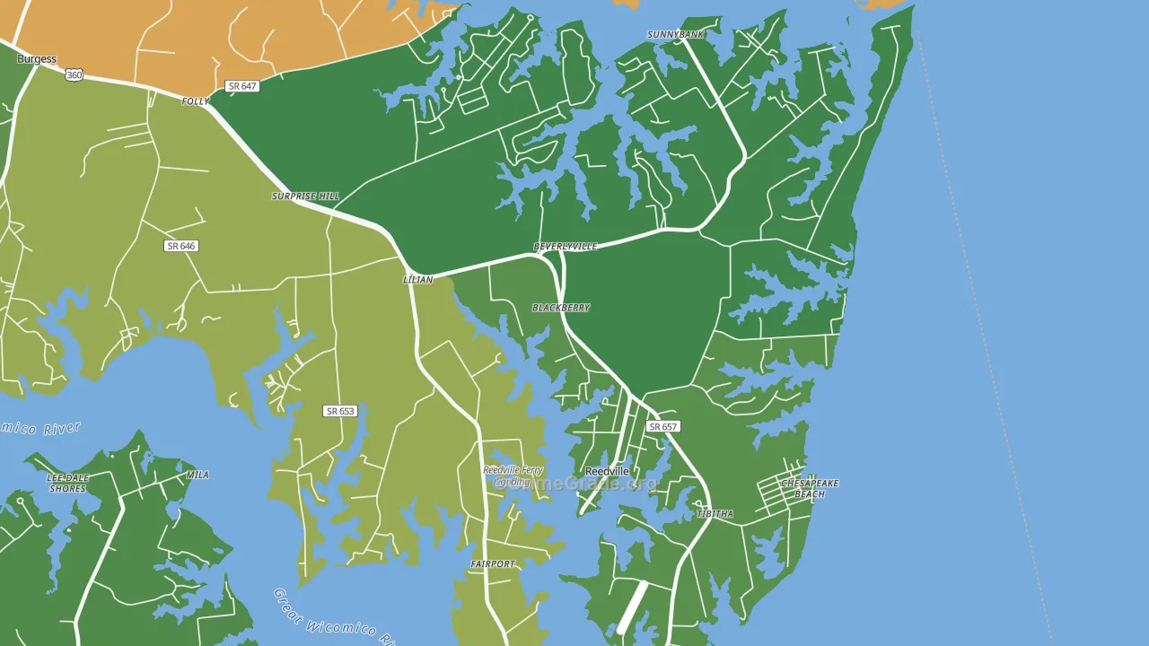 Reedville, VA Map of Theft Rates