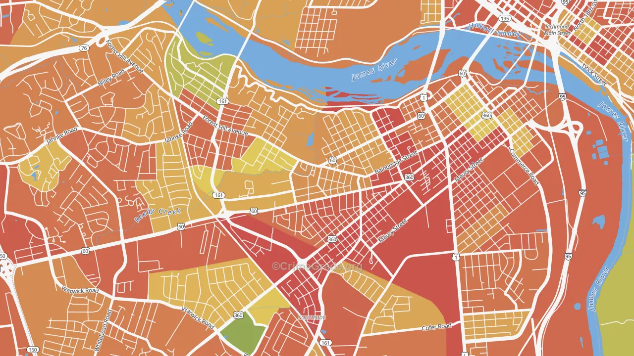 Reedy Creek, Richmond, VA Map of Theft Rates