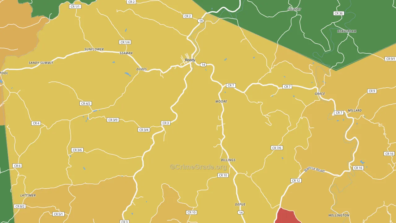 Reedy, WV Map of Theft Rates