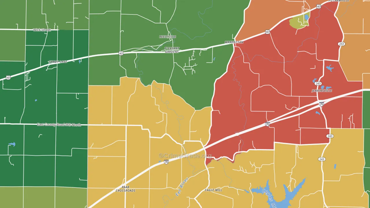 Reelsville, IN Map of Theft Rates