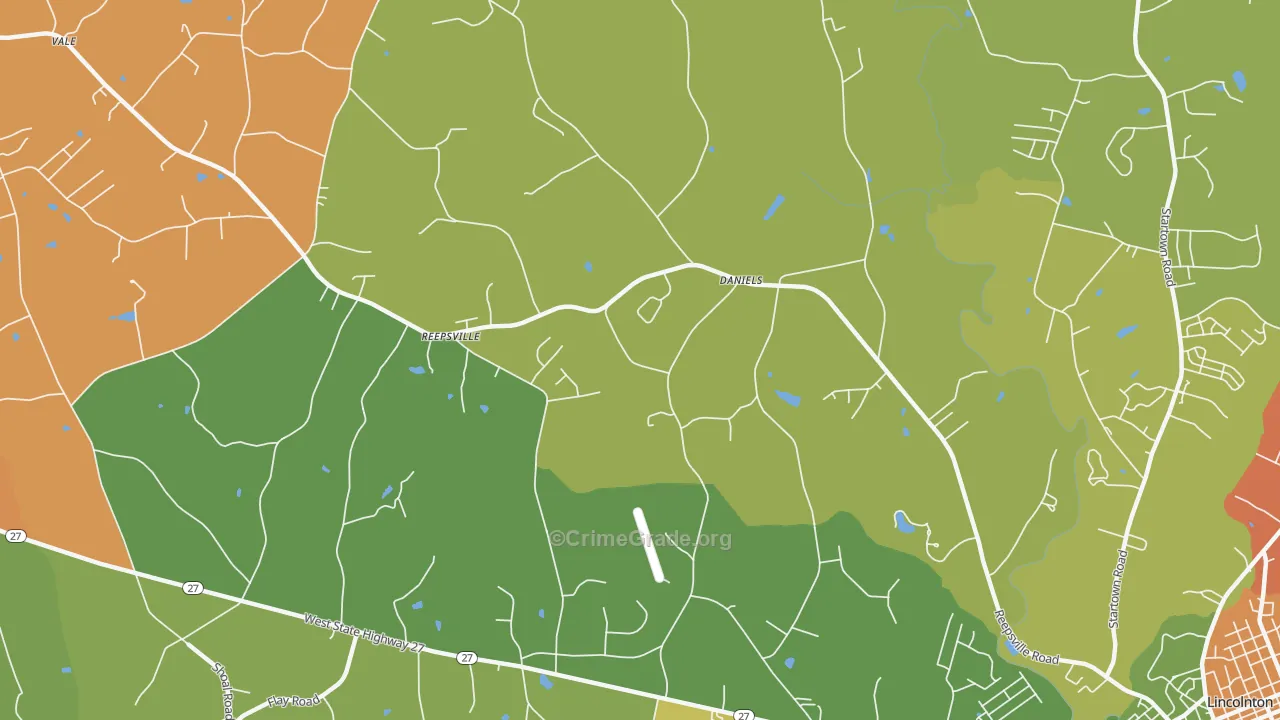 Reepsville, NC Map of Theft Rates