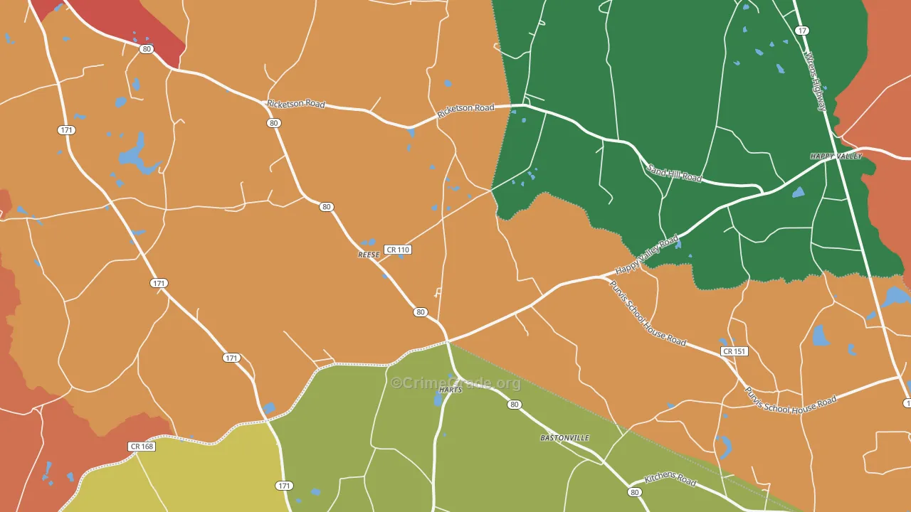 Reese, GA Map of Theft Rates