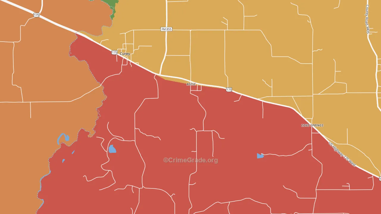 Reese, TX Map of Theft Rates