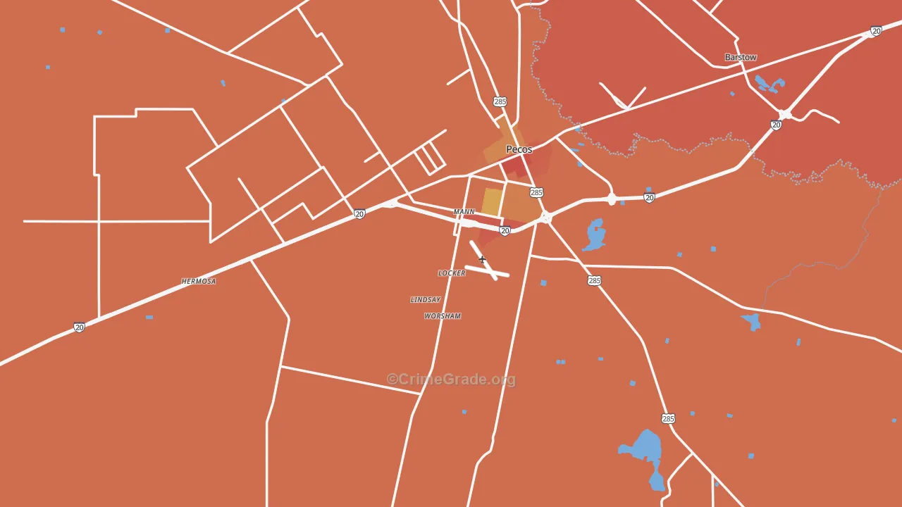 Reeves County, TX Map of Theft Rates