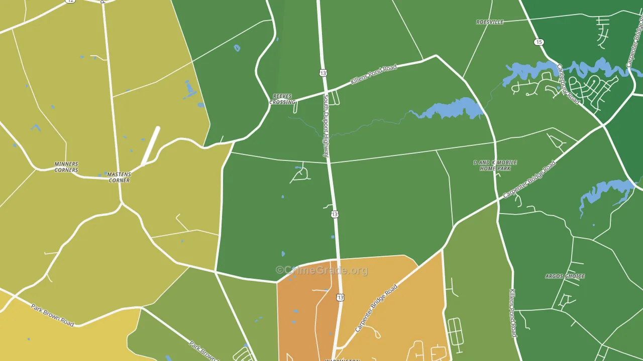 Reeves Crossing, DE Map of Theft Rates