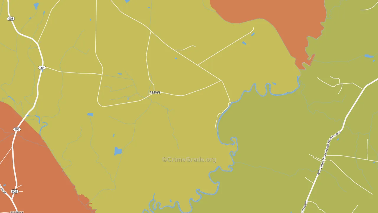 Reeves, NC Map of Theft Rates