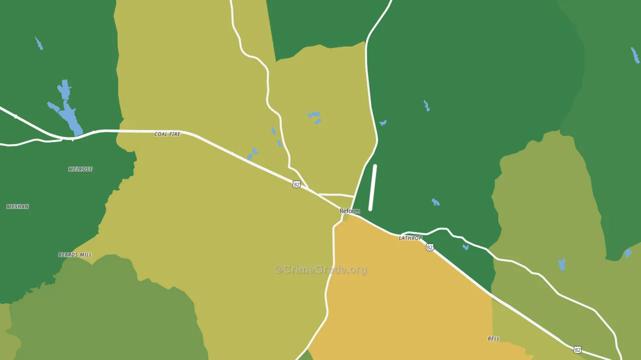 Reform, AL Map of Theft Rates