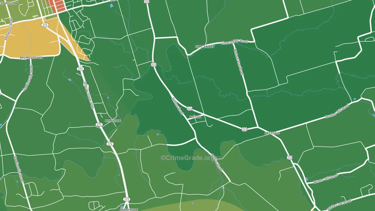 Refton, PA Map of Theft Rates