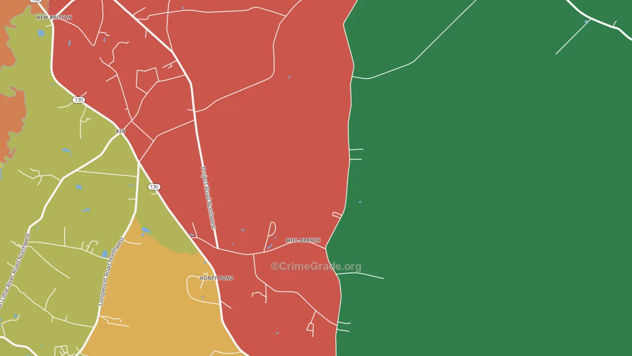 Regan, NC Map of Theft Rates