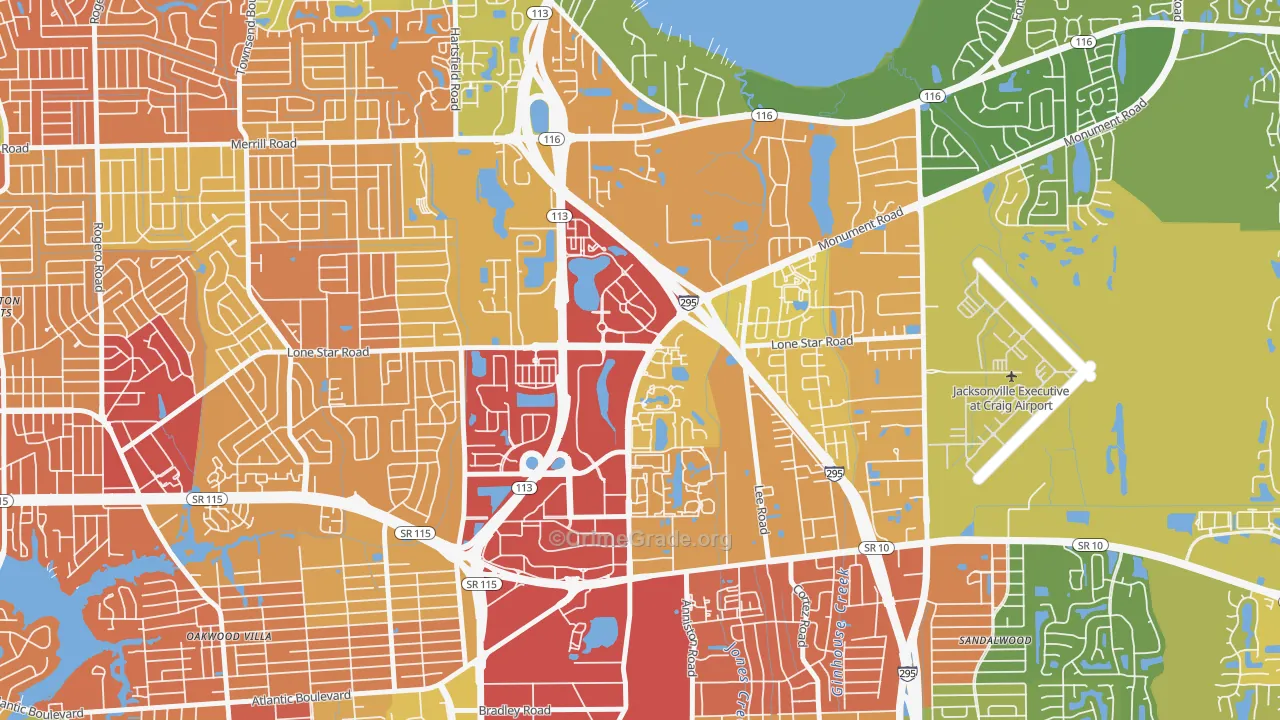 Regency, Jacksonville, FL Map of Theft Rates