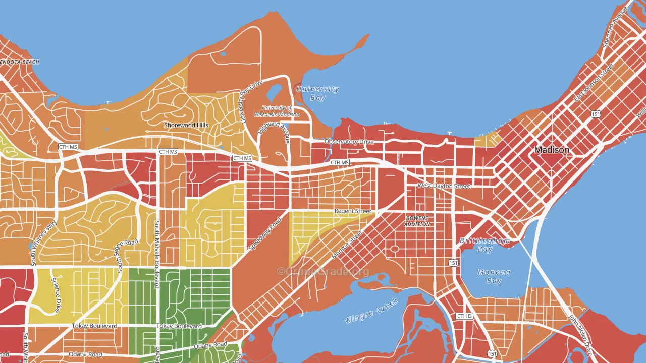 Regent, Madison, WI Map of Theft Rates