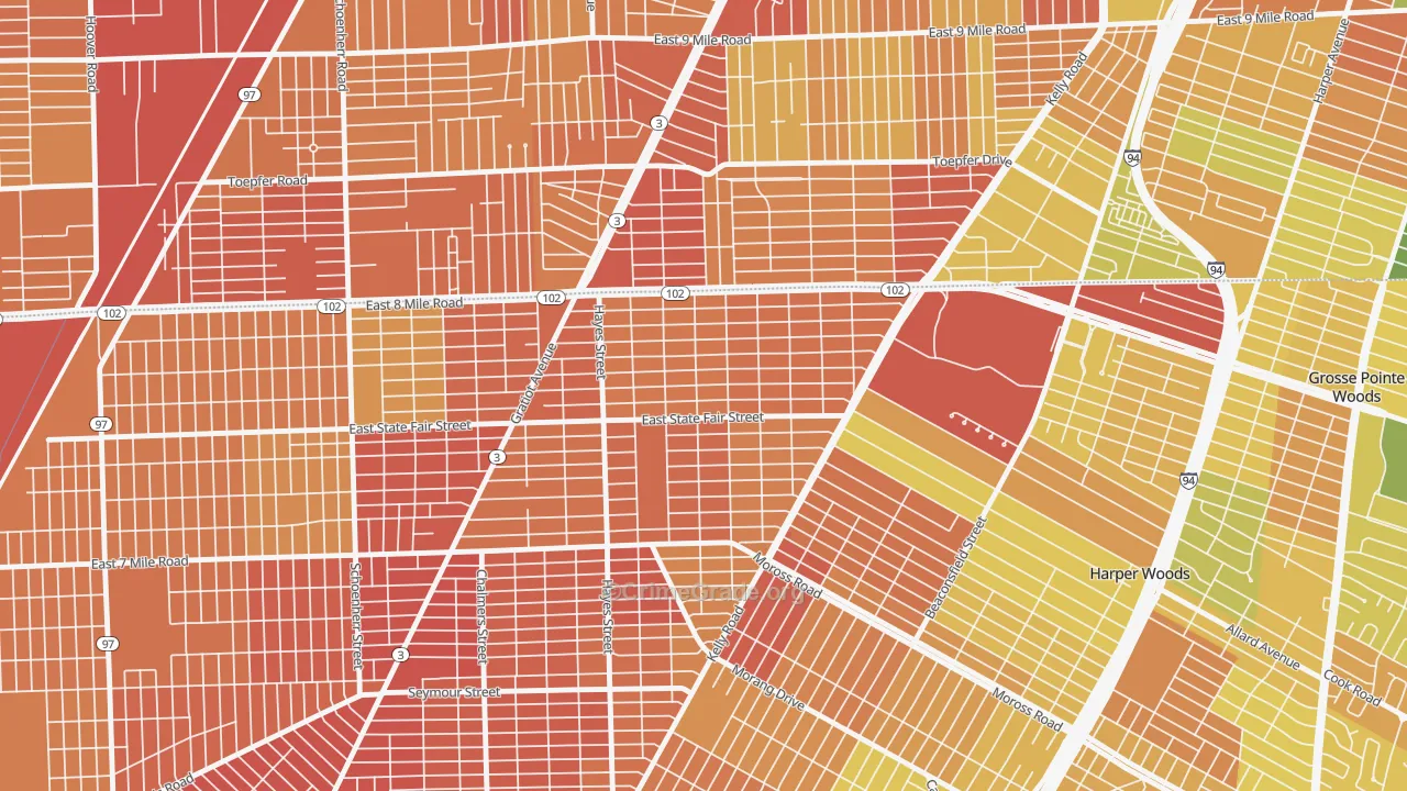 Regent Park, Detroit, MI Map of Theft Rates