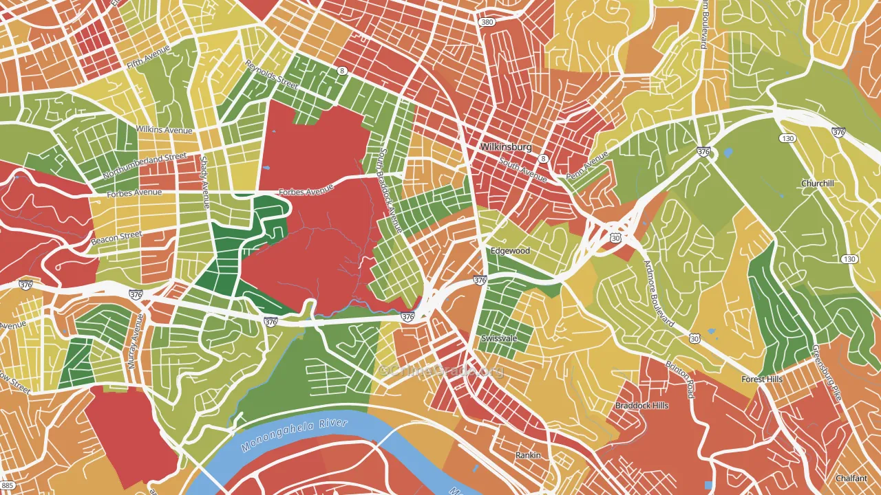 Regent Square, Pittsburgh, PA Map of Theft Rates