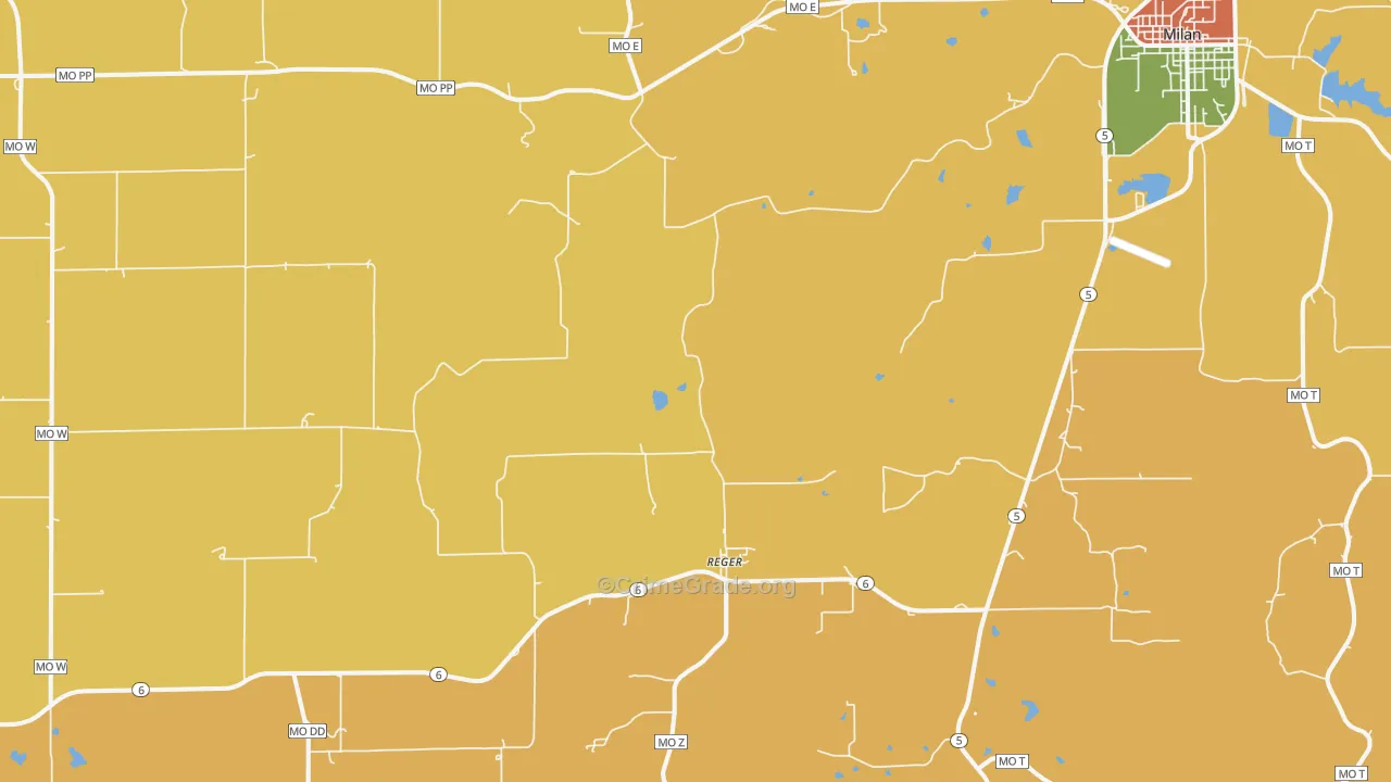 Reger, MO Map of Theft Rates