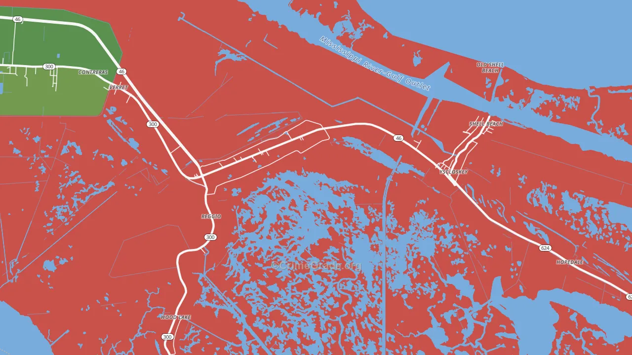 Reggio, LA Map of Theft Rates
