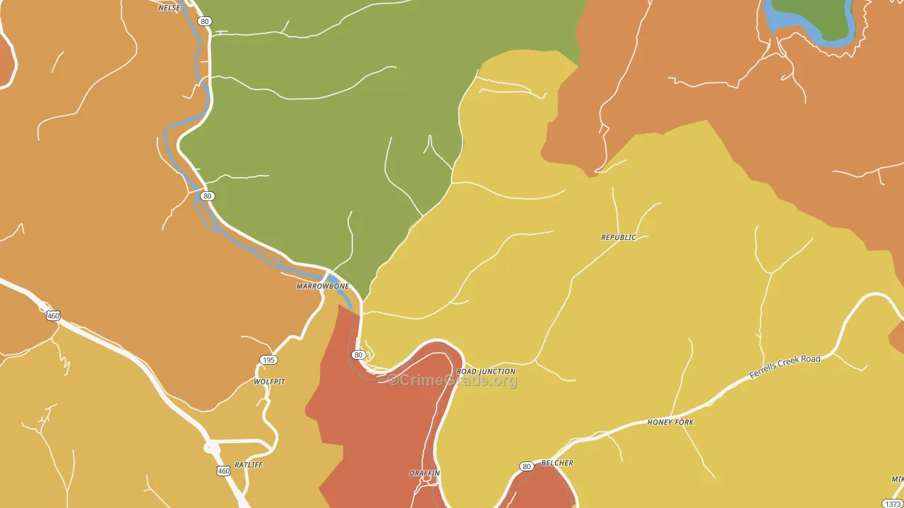 Regina, KY Map of Theft Rates