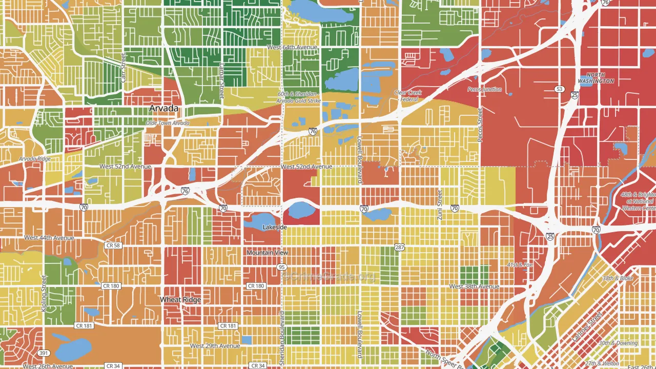 Regis, Denver, CO Map of Theft Rates