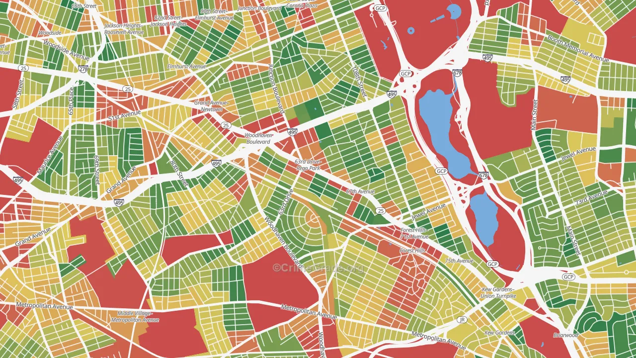 Rego Park, Queens, NY Map of Theft Rates